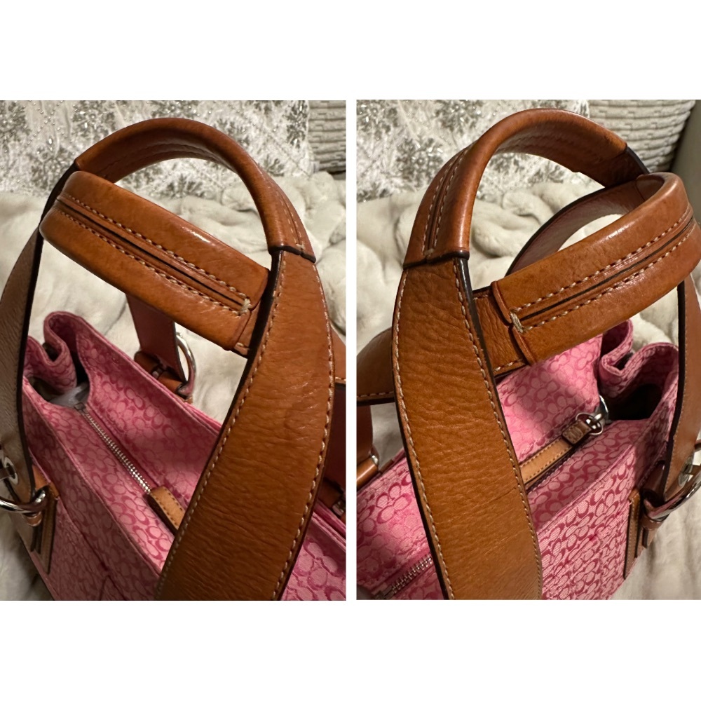 RaRE Vintage Coach Soho Bag in Pink Signature Canvas & Tan Leather | F10927 - Picture 8 of 17